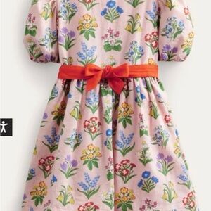 Mini Boden Pink Bow Tie Vintage Floral Dress with Orange Bow